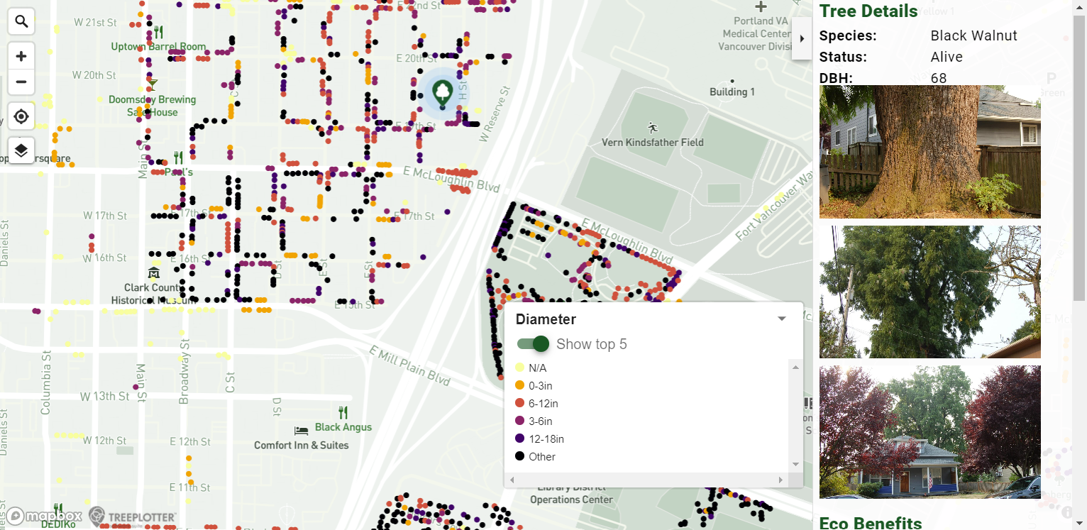screenshot of Tree Plotter INVENTORY